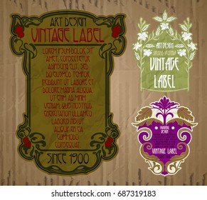 vector vintage items: label Art Nouveau