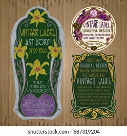 vector vintage items: label Art Nouveau