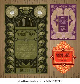 vector vintage items: label Art Nouveau