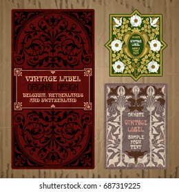 vector vintage items: label Art Nouveau