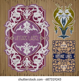 vector vintage items: label Art Nouveau