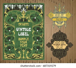 vector vintage items: label Art Nouveau