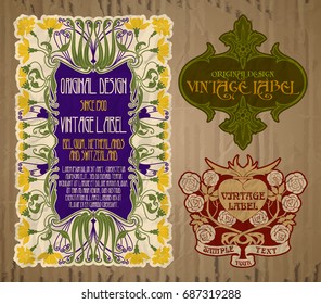 vector vintage items: label Art Nouveau