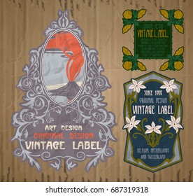 vector vintage items: label Art Nouveau