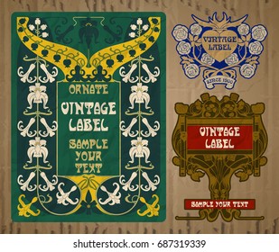 vector vintage items: label Art Nouveau