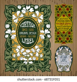 vector vintage items: label Art Nouveau