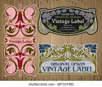 vector vintage items: label Art Nouveau