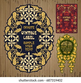 vector vintage items: label Art Nouveau