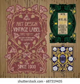 vector vintage items: label Art Nouveau