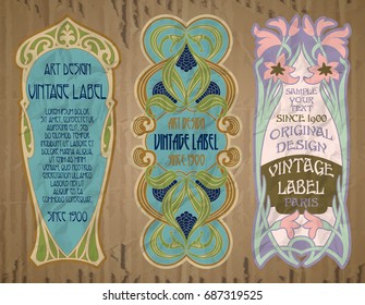 vector vintage items: label Art Nouveau