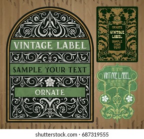 vector vintage items: label Art Nouveau