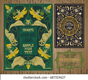vector vintage items: label Art Nouveau