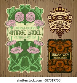 vector vintage items: label Art Nouveau