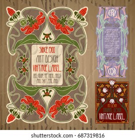 vector vintage items: label Art Nouveau