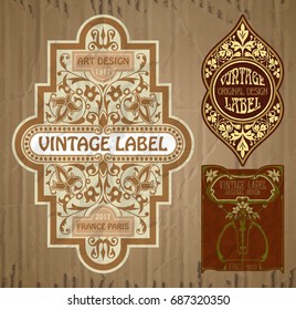 vector vintage items: label Art Nouveau