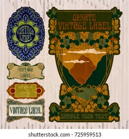 vector vintage items: label Art Nouveau