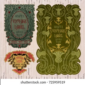 vector vintage items: label Art Nouveau