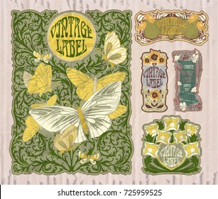 vector vintage items: label Art Nouveau