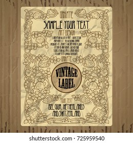 vector vintage items: label Art Nouveau