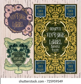 vector vintage items: label Art Nouveau