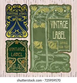 vector vintage items: label Art Nouveau