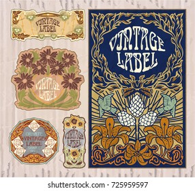 vector vintage items: label Art Nouveau