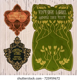 vector vintage items: label Art Nouveau