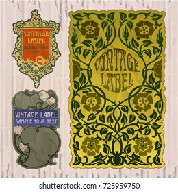 vector vintage items: label Art Nouveau