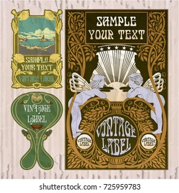 vector vintage items: label Art Nouveau