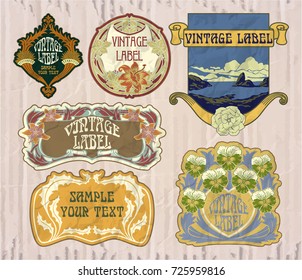 vector vintage items: label Art Nouveau