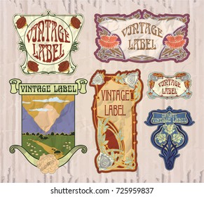 vector vintage items: label Art Nouveau