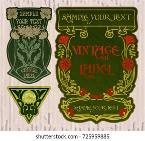 vector vintage items: label Art Nouveau