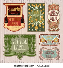 vector vintage items: label Art Nouveau