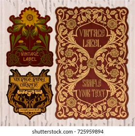 vector vintage items: label Art Nouveau