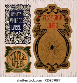 vector vintage items: label Art Nouveau