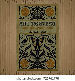 vector vintage items: label Art Nouveau