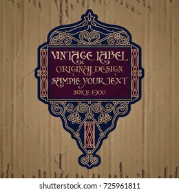 vector vintage items: label Art Nouveau
