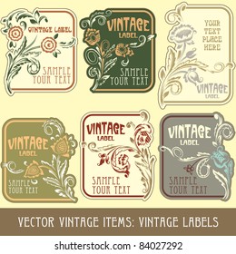 vector vintage items: label art nouveau