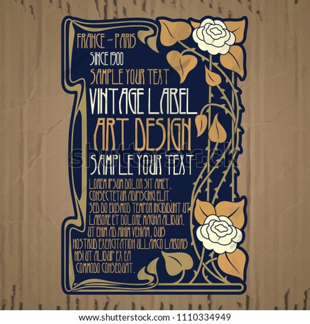 vector vintage items: label Art Nouveau