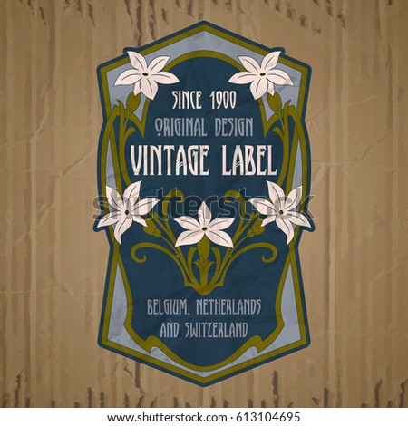 vector vintage items: label Art Nouveau