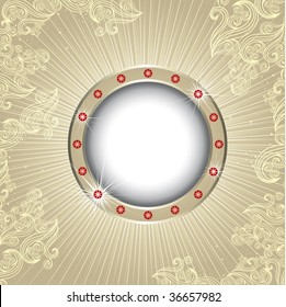 Vector vintage jewel frame on shining background