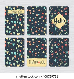 Vector vintage journal cards set.