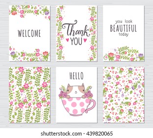 Vector vintage journal cards set.