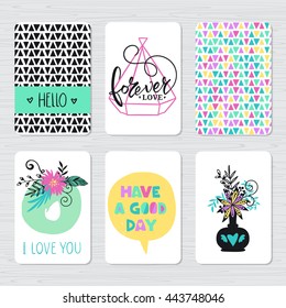 Vector vintage journal cards set.
