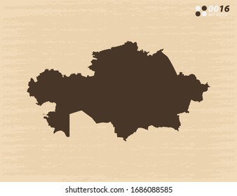 Vector vintage of Kazakhstan map on old paper background.