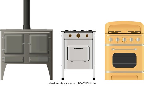 vector vintage  kitchen stove