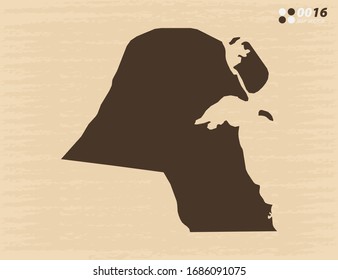 Vector vintage of Kuwait map on old paper background.