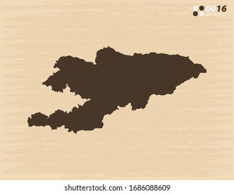 Vector vintage of Kyrgyzstan map on old paper background.