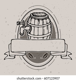  vector vintage label, badge, or emblem, vine, barrel, cask