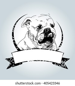 Vector vintage label with bulldog head